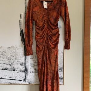 MELLODAY Rust Ruched Evening Dress